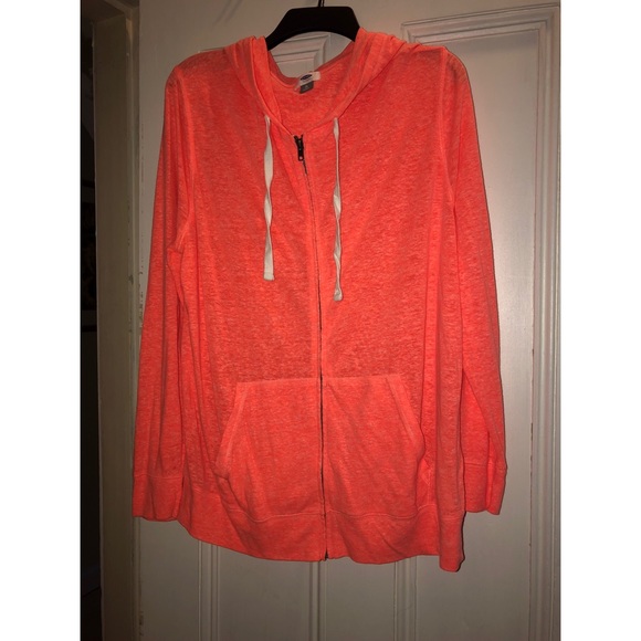 Old Navy Tops - OLD NAVY CORAL COTTON ZIP UP (XL)